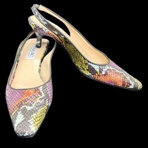 Isaac Mizrahi Slingback Kitten 2” Heels Colorful Snakeskin Pointed Toe Size 6B